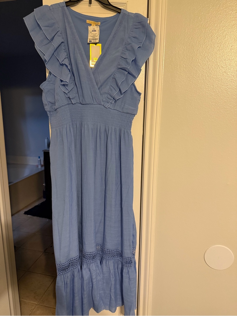 GAP Light Blue Ruffle-Trim Maxi Dress
